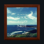 A Positive Outlook on Life / ©Seascape Gift Box<br><div class="desc">This design features a background of an original photographic work depicting a beautiful coastline with a blue sky and white clouds, accompanied by an inspiring message in the centre: "ALWAYS LOOK ON THE BRIGHT SIDE OF LIFE" in typographic art. This phrase conveys an optimistic attitude towards life - no matter...</div>