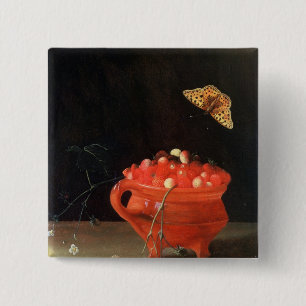 A Pot of Wild Strawberries 15 Cm Square Badge