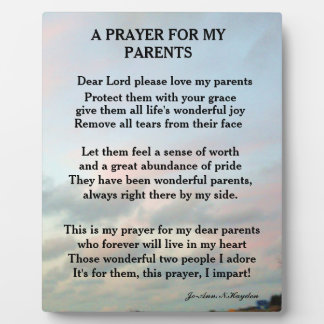 A PRAYER FOR MY PARENTS PLAQUE