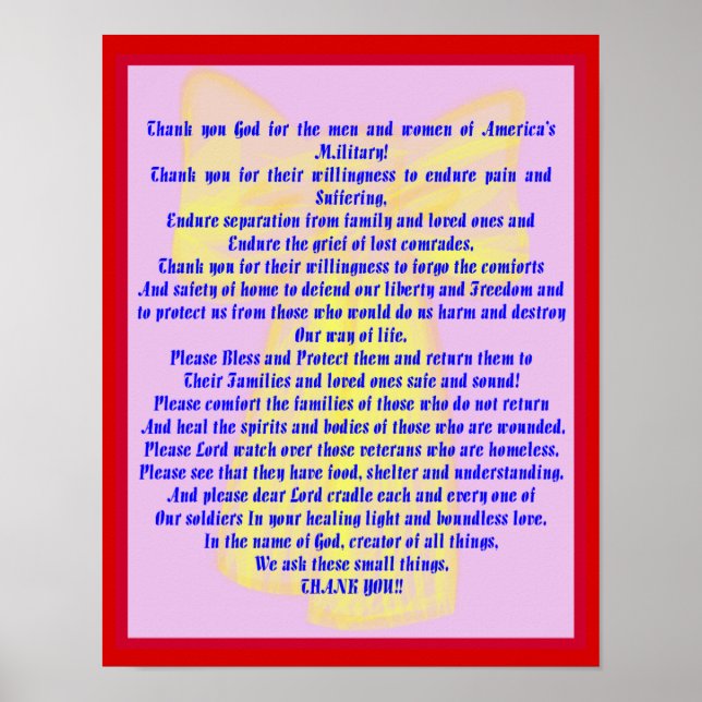 A Prayer For Our Soldiers Poster (Front)