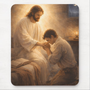 A Prayer on His Knees with Jesus Mouse Pad
