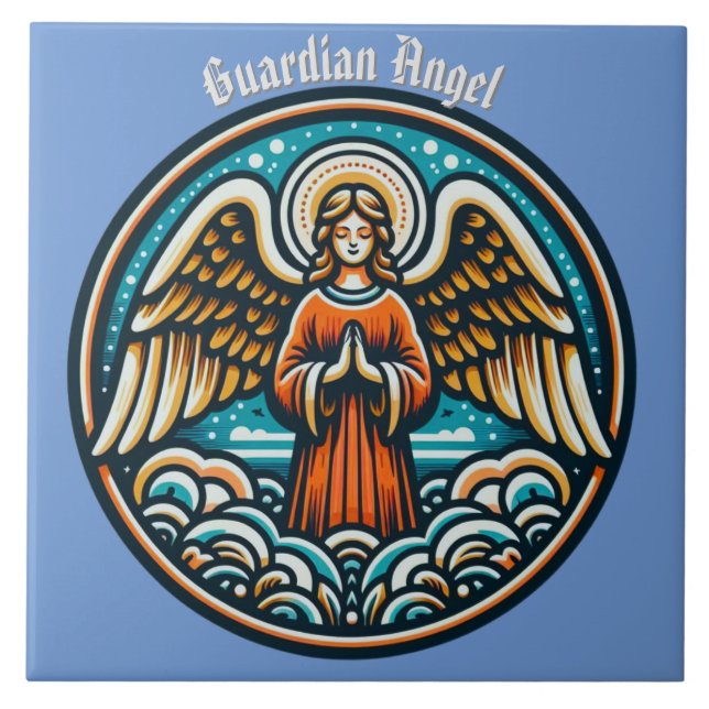 A Praying Guardian Angel Tile (Front)