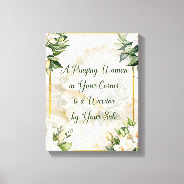 A Praying Woman (cream) Canvas Print (Front)