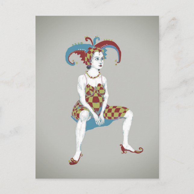 A pregnant jester Stretched Canvas Print Postcard (Front)