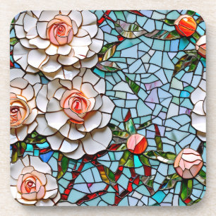A Pretty Faux Mosaic Floral Pattern Coaster