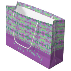 A Pretty Large Purple Flower Patterned Gift Bag