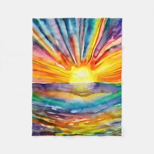 A Pretty Sunset over the Water Reflection Fleece Blanket