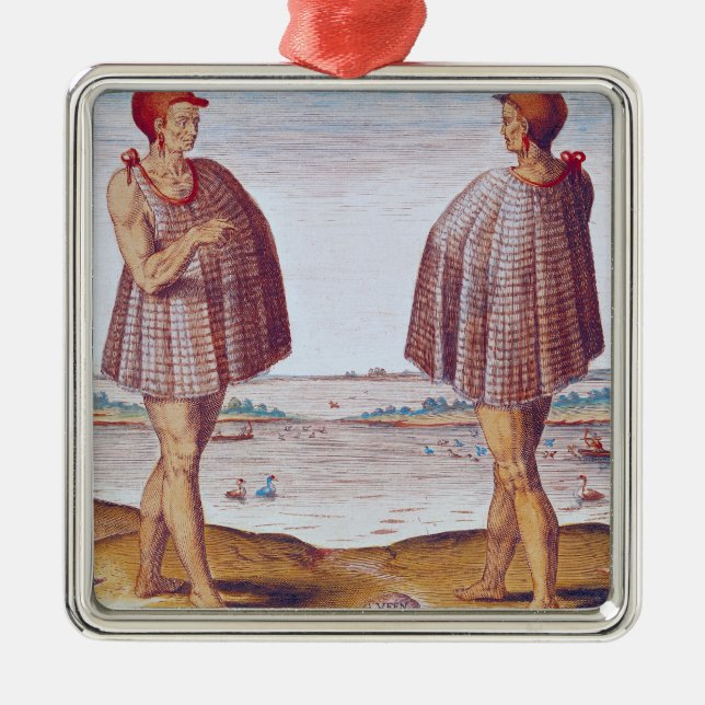 A Priest from Secoton in Virginia Metal Tree Decoration (Front)