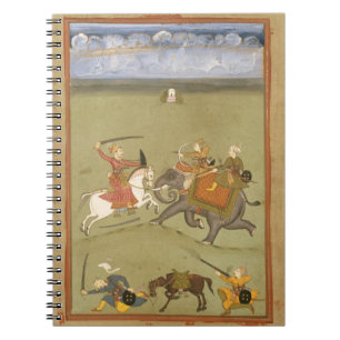 A Prince Fighting his Enemies on an Elephant, c.17 Spiral Notebook