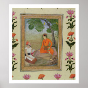 A prince in discussion with a religious man holdin poster