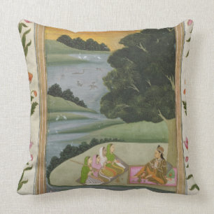 A Princess listening to female musicians by a rive Cushion