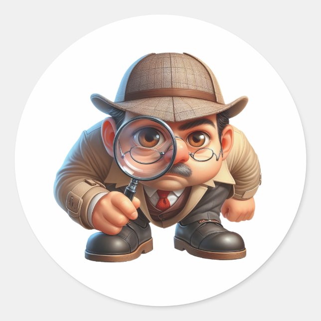 A Private Investigator searching for clues Classic Round Sticker (Front)