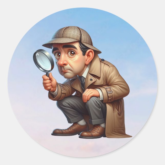 A Private Investigator searching for clues Classic Round Sticker (Front)