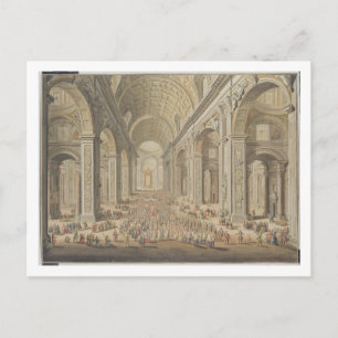 A Procession in St Peter's, Rome (w/c over an etch Postcard