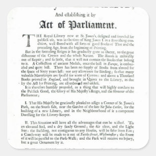 A Proposal for building a Royal Library, 1697 Square Sticker