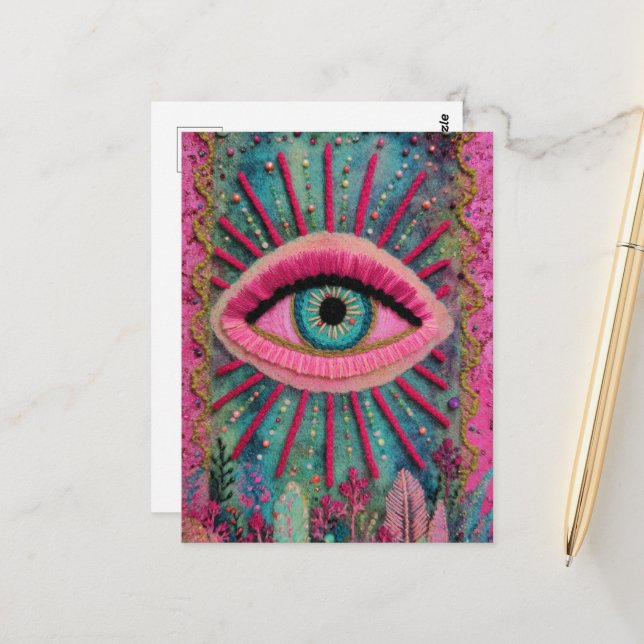A Protective Evil Eye Postcard (Front/Back In Situ)