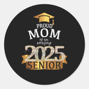 A Proud 2025 Senior Mum I Elegant Yellow Celebrati Classic Round Sticker