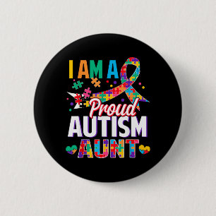 A Proud Autism Aunt Autism Awareness Puzzle Piece 6 Cm Round Badge