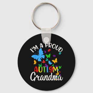 A Proud Autism Grandma Puzzle Ribbon Butterfly Key Ring
