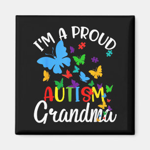 A Proud Autism Grandma Puzzle Ribbon Butterfly Magnet