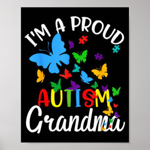 A Proud Autism Grandma Puzzle Ribbon Butterfly Poster