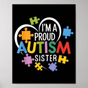 A Proud Autism Sister Awareness Love Heart Puzzle Poster