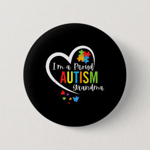 A Proud Grandma Love Heart Autism Awareness Puzzle 6 Cm Round Badge