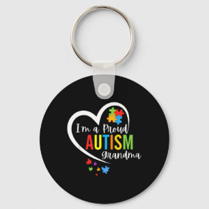 A Proud Grandma Love Heart Autism Awareness Puzzle Key Ring