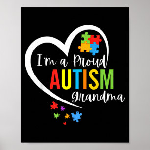 A Proud Grandma Love Heart Autism Awareness Puzzle Poster