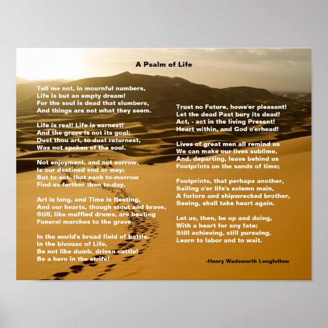 A Psalm of Life Inspiring Poem Poster (Front)