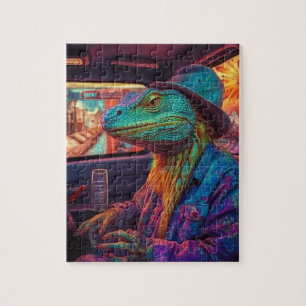 A psychedelic lizard in a vehicle  jigsaw puzzle