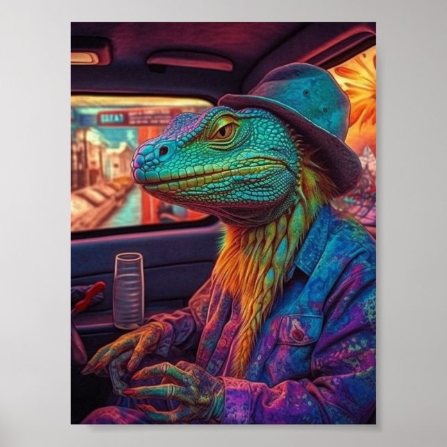 A psychedelic lizard in a vehicle  poster (Front)