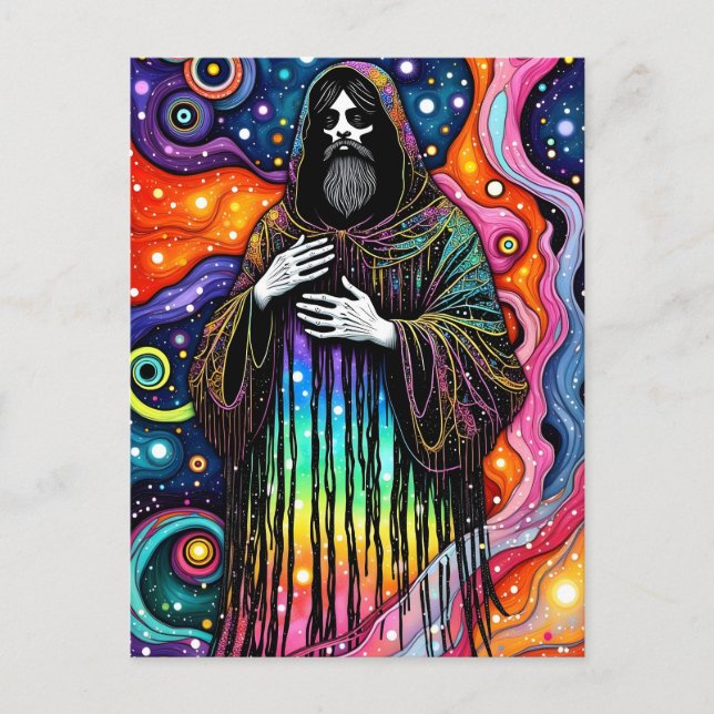 A psychedelic priest postcard (Front)