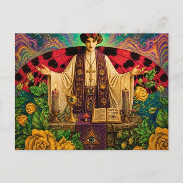 A psychedelic priestess postcard (Front)