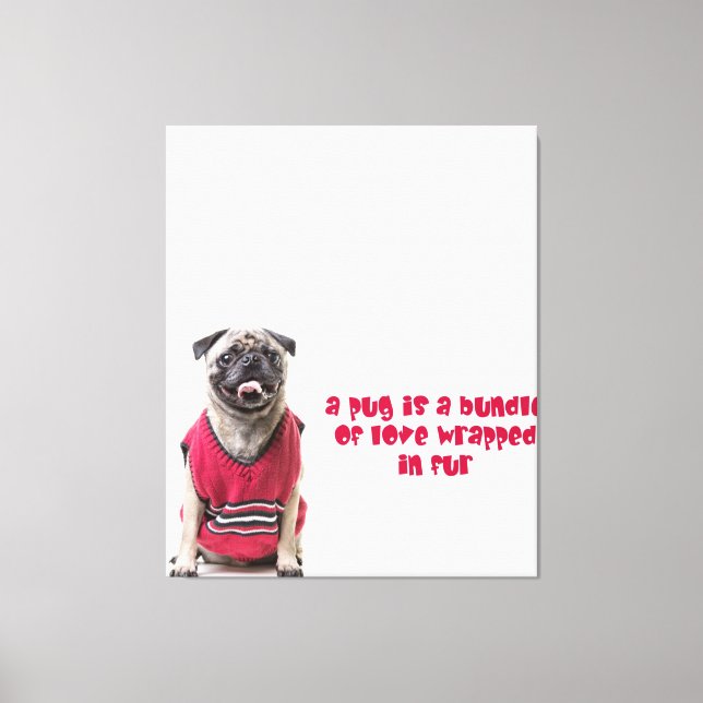 A Pug Is A Bundle Of Love Wrapped In Fur Canvas Print (Front)