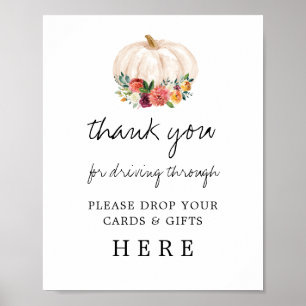 A Pumpkin Drive By Baby Shower Cards and Gifts Poster