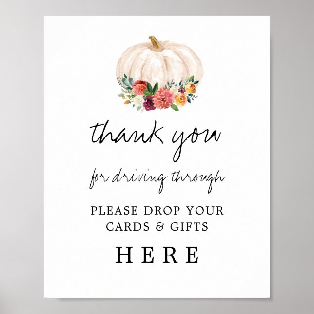 A Pumpkin Drive By Baby Shower Cards and Gifts Poster (Front)