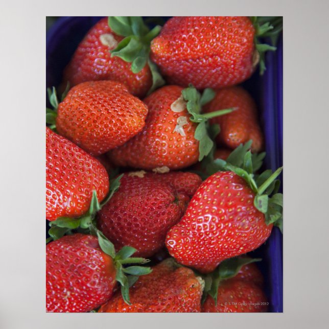 a punnet of ripe fresh strawberries for sale in poster (Front)