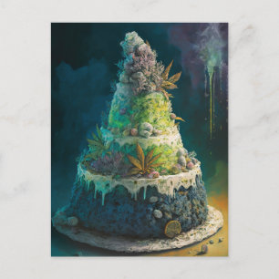 A Punny Weeding Cake Postcard