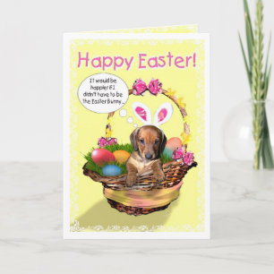 A puppy in a basket - Happy Easter! Holiday Card