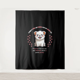 A puppy s smile can brighten even the darkest day tapestry