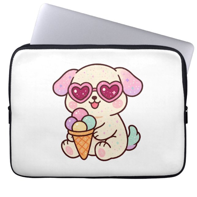 A puppy with ice cream laptop sleeve (Front)