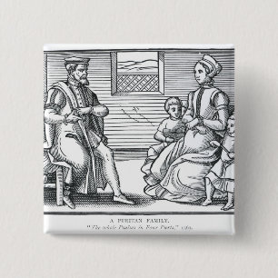A Puritan Family 15 Cm Square Badge