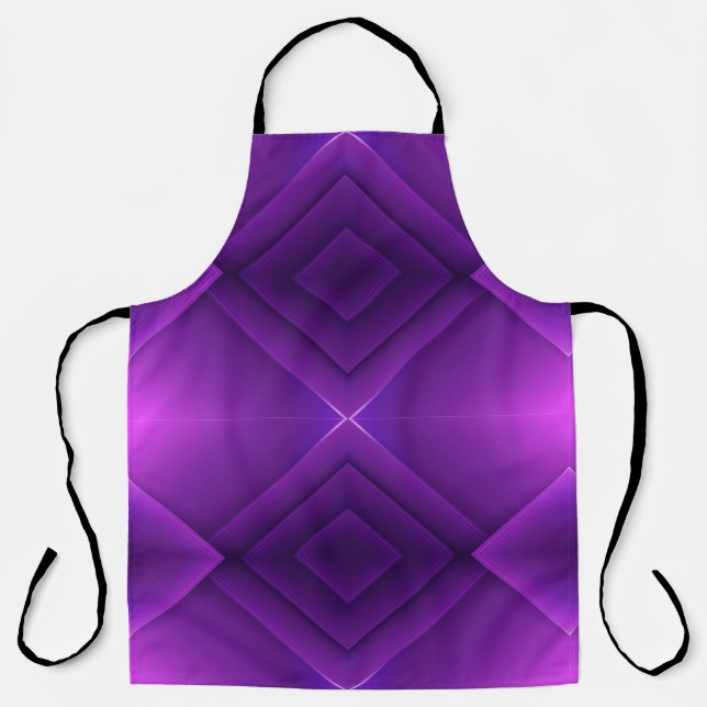 A purple apron with a geometric diamond pattern (Front)
