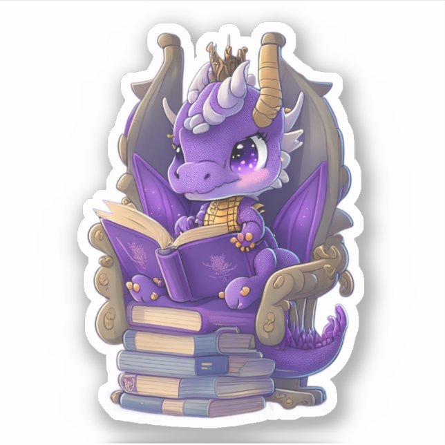 A Purple Dragon Reading Sticker (Front)