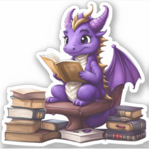 A Purple Dragon Reading Sticker