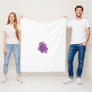 a purple flower on a white background fleece blanket