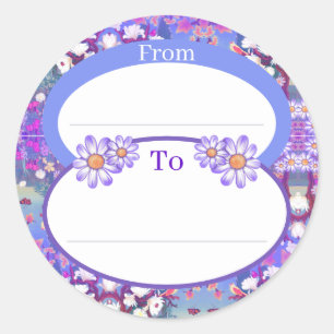 A purple Paradise classic round sticker