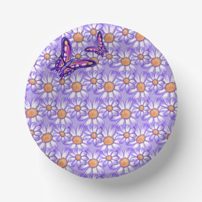 A purple paradise daisy/butterfly paper plate (Front)