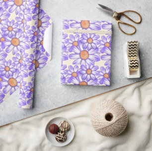 A purple paradise daisy/butterfly wrapping paper